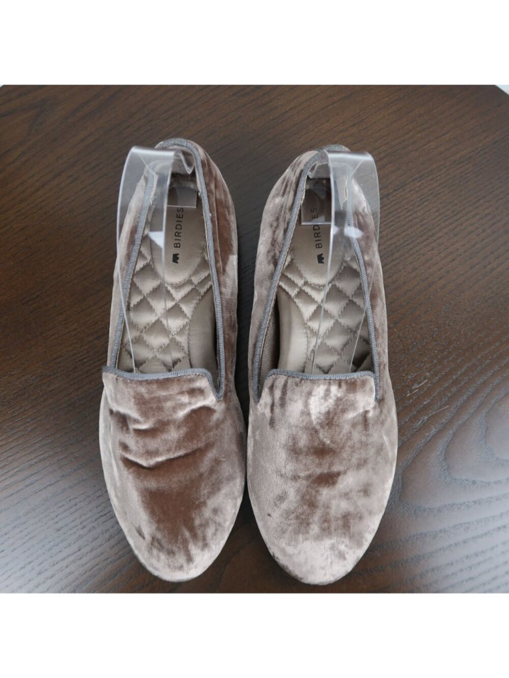 Birdies 7 Starling Brown Taupe Velvet Slip-On Loafers Cushioned Insole Flats - Picture 8 of 9